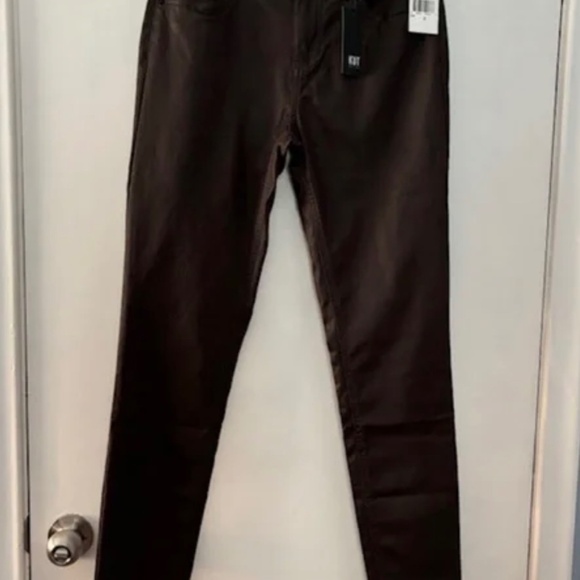 KUT from the Kloth MIA Toothpick Skinny Chocolate Faux Leather Pants / Jeans - Picture 2 of 10